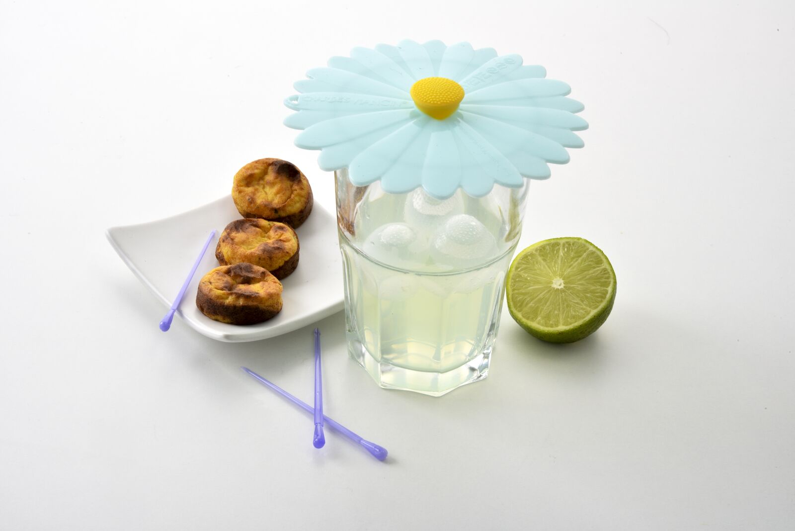 Daisy Aqua - Drink and Tin Can Covers (Set of 2)