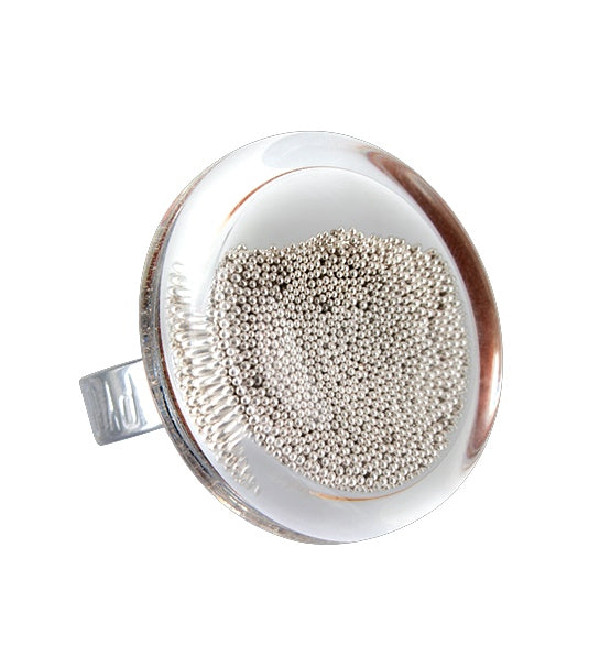 Glass Ring Silver Beads