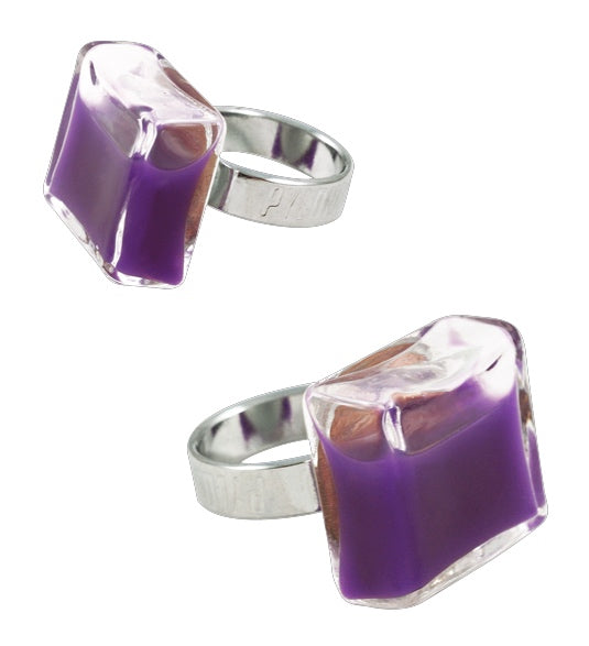 Glass Ring Dark Purple Milk