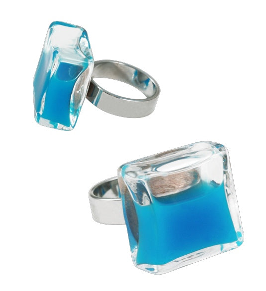 Glass Ring Royal Blue Milk